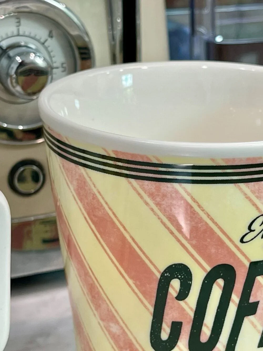 Set of 2; Enjoy Coffee Pink Retro Mugs -Anthero Roasters -NEW